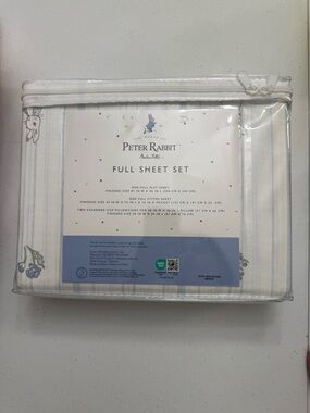 Petter Rabbit Cream and Blue Full Sheet Set